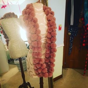 NWOT Ashley Stewart Pink Pom Pom Infinity Scarf
